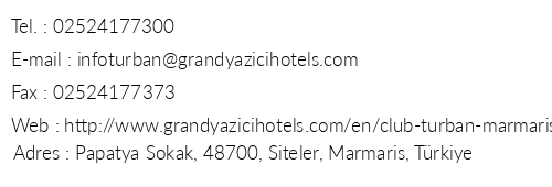 Grand Yazc Club Turban telefon numaralar, faks, e-mail, posta adresi ve iletiim bilgileri